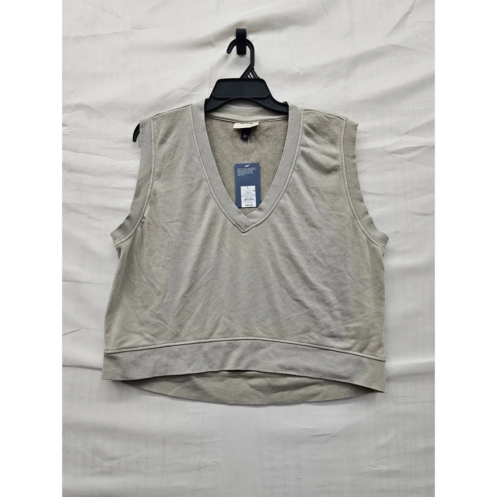 Universal Thread Womens Pullover Sweater Vest Tan Cotton Blend Casual Size Large